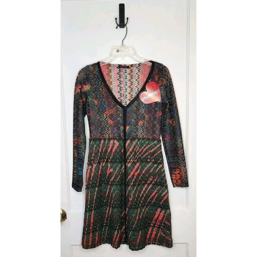 Custo Barcelona Womens Chevron Lace Long Sleeve Dress Size 36 / XS NWT